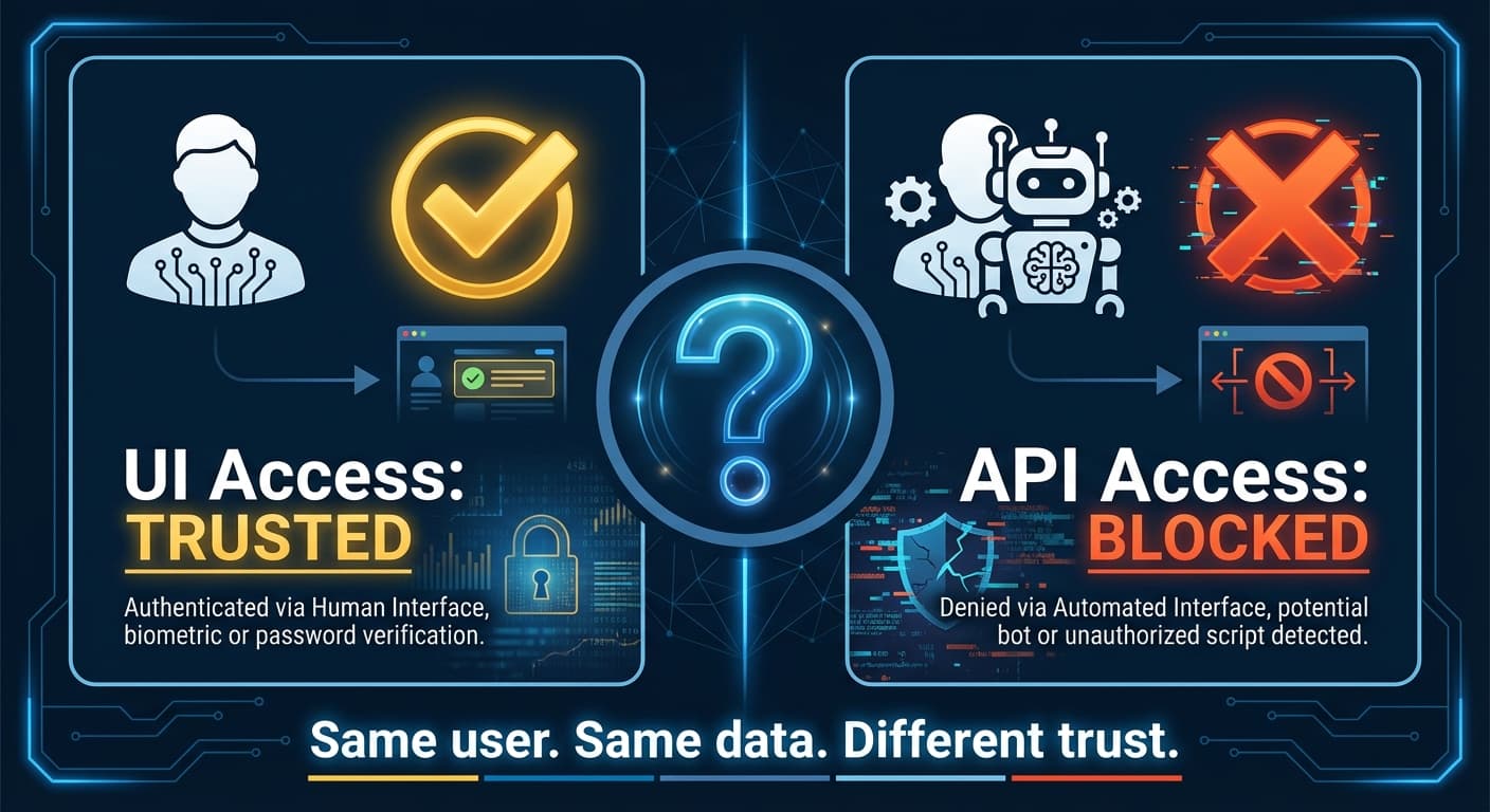 The trust paradox: companies trust users with the UI but not API access — even though it's the same person requesting the same permissions.